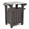 Portable Outdoor Table and Storage Cabinet with Hooks for Grill Accessories-Stainless Steel Top for Patio Kitchen Island or