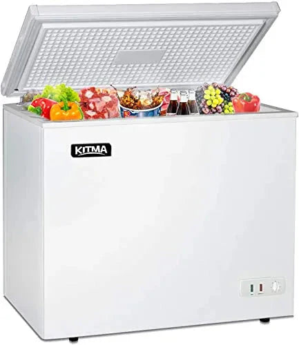 Commercial Top Chest Freezer 7 Cu. Ft - Deep Ice Cream Freezer with Wire Storage Basket, Solid Door, for Groceries, Kitchen