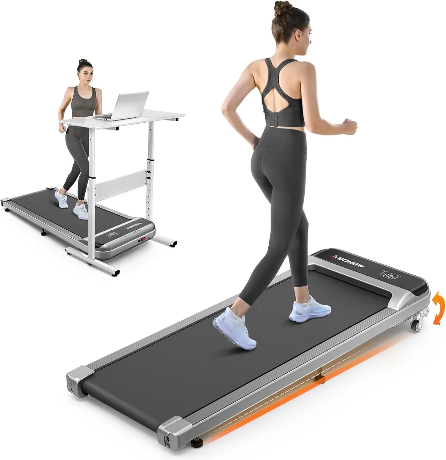Walking Pad, Under Desk Treadmill with Incline for Home Office 2.5HP Portable Walking Treadmill with 280 Lbs Weight Capacity