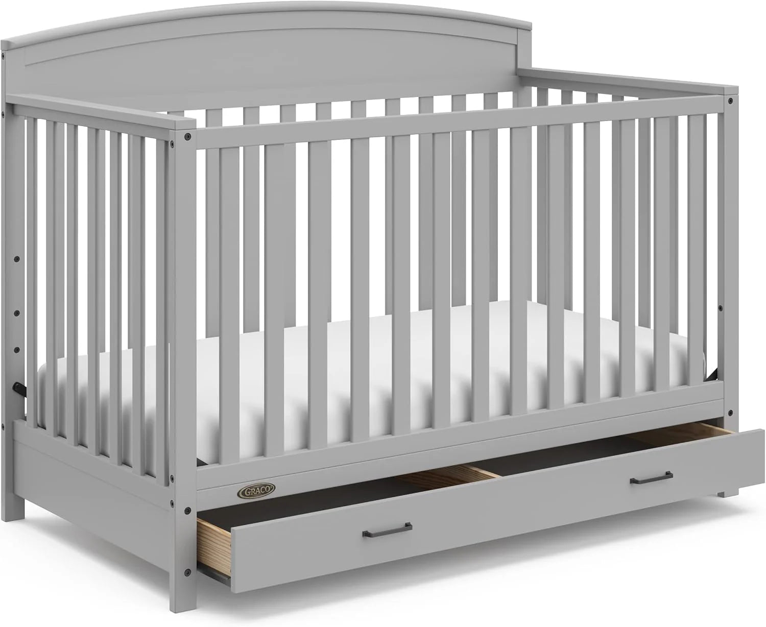 5-in-1 Convertible Baby Bed (with drawers, white) - Green Guardian Gold Certification, built-in baby bed storage drawer
