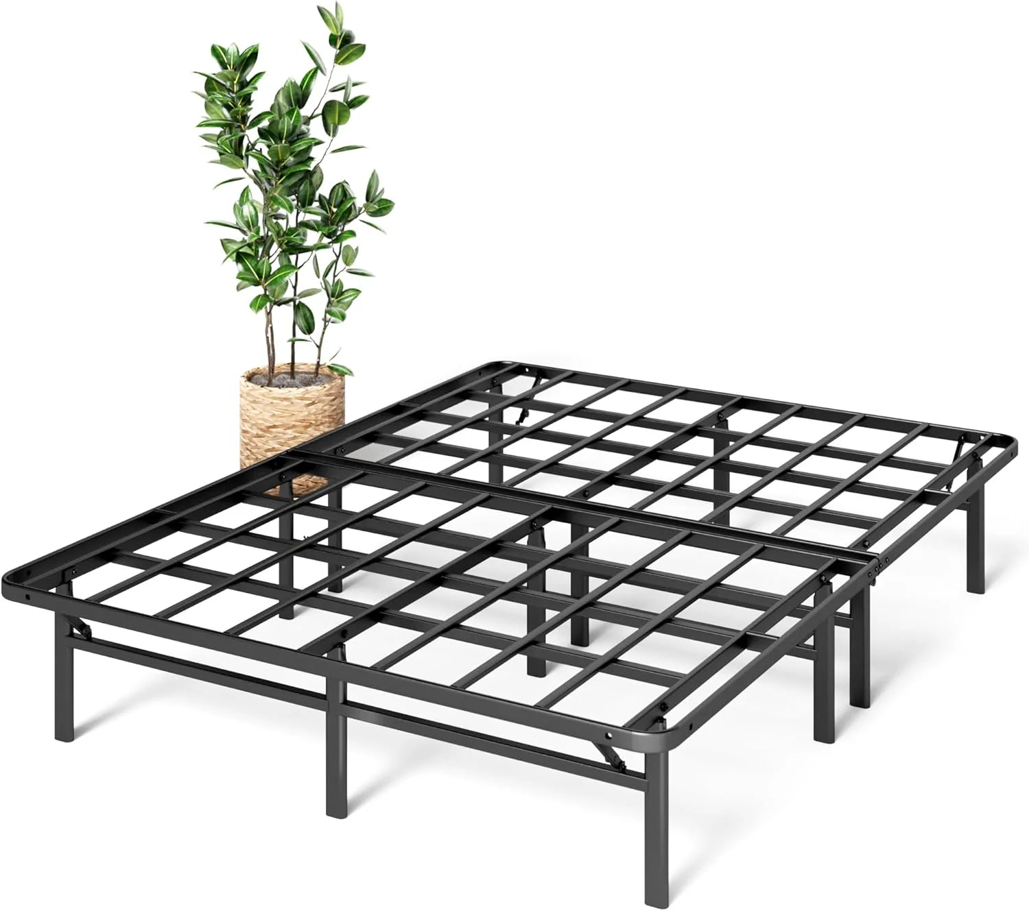 Queen Bed Frame - 14 in SmartBase Elite Metal Bed Frame with Steel Slat Support, Box Spring Replacement, Tool-Free Assembly