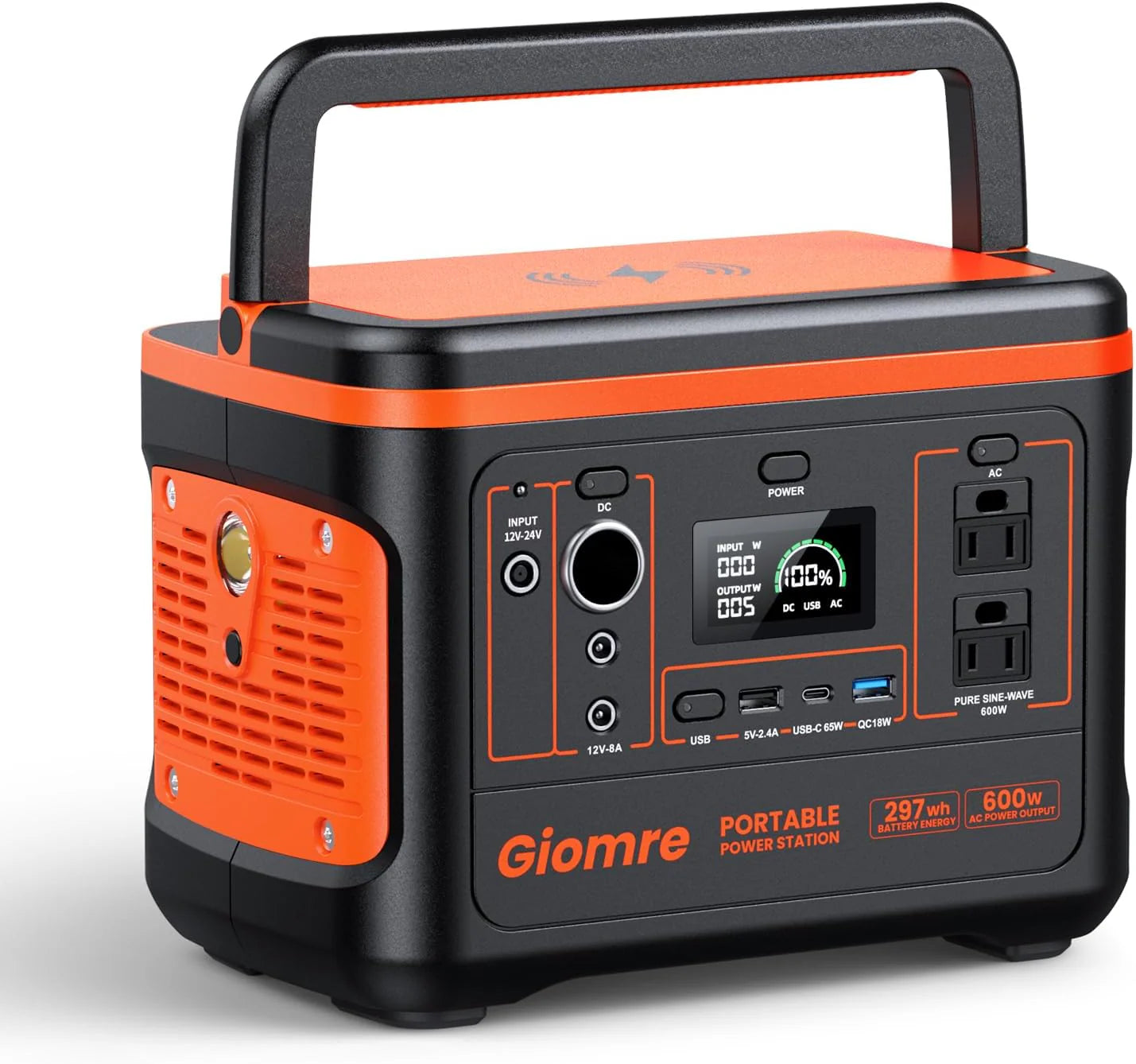 Portable Power Station, 297Wh Backup Lithium Battery Generator with 600W AC Output and 100W Fast Charging, Solar Generator