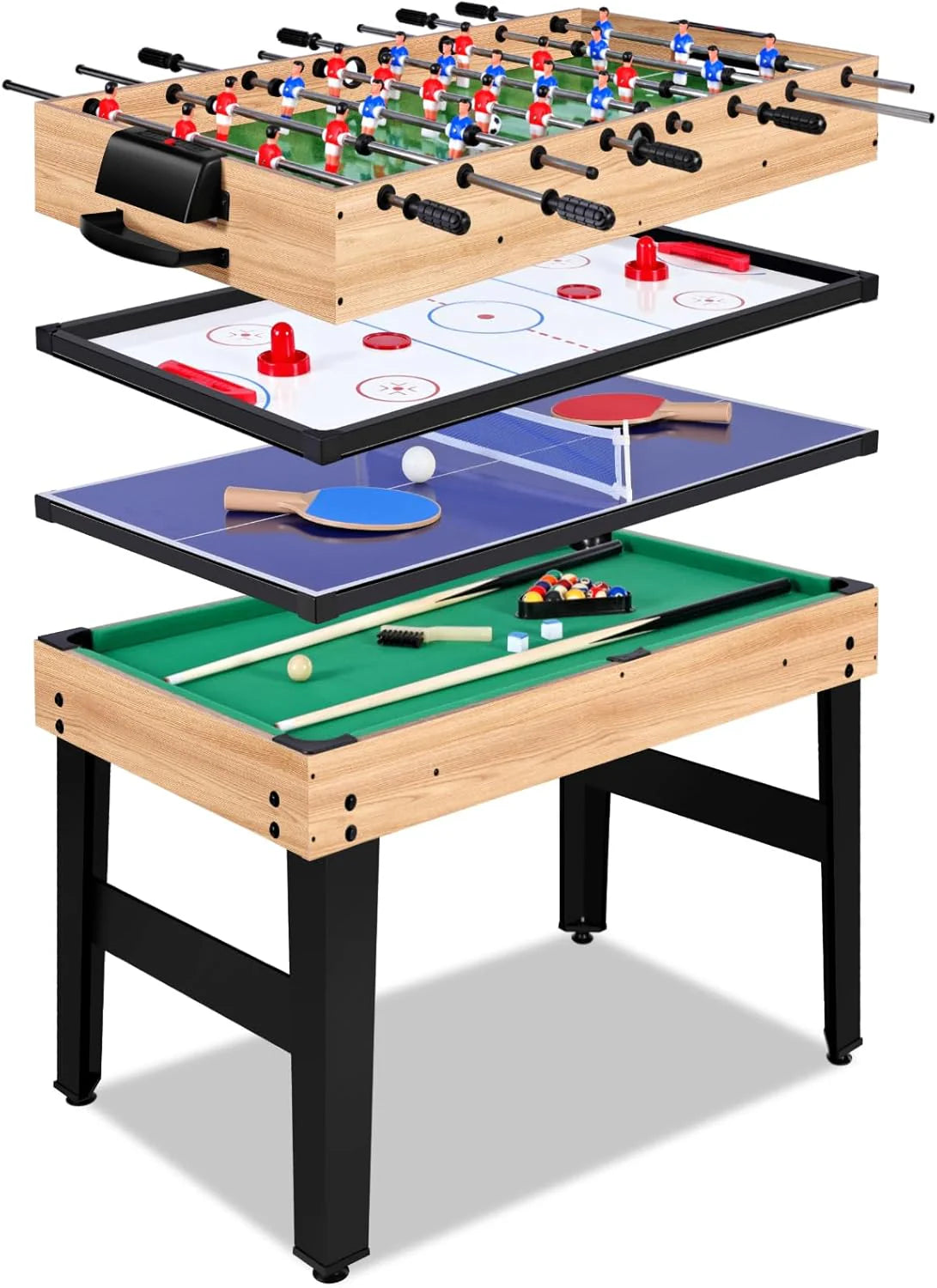 12-in-1 Game Table - 48" Combo Game Table, Ping Pong Table, Foosball Table, Air Hockey Table, Pool Table - Sports Arcade