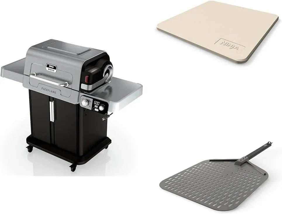 Ninja FlexFlame, Grill and Smoker, Electric and Propane Grill, Roaster, BBQ Grill, 5-in-1 Cooking System, 3 Burner, Digital