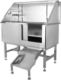 50" Dog Wash Bathtub, Pet Wash Station, Professional Stainless Steel Dog Grooming Tub with Ramp, Faucet, Sprayer, Drain Kit