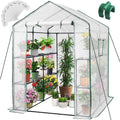 Greenhouse, 57 x 85 x 76'' Greenhouses for Outdoors, Portable Greenhouse Kit with Mesh Side Windows, PE Cover, 8 Shelves