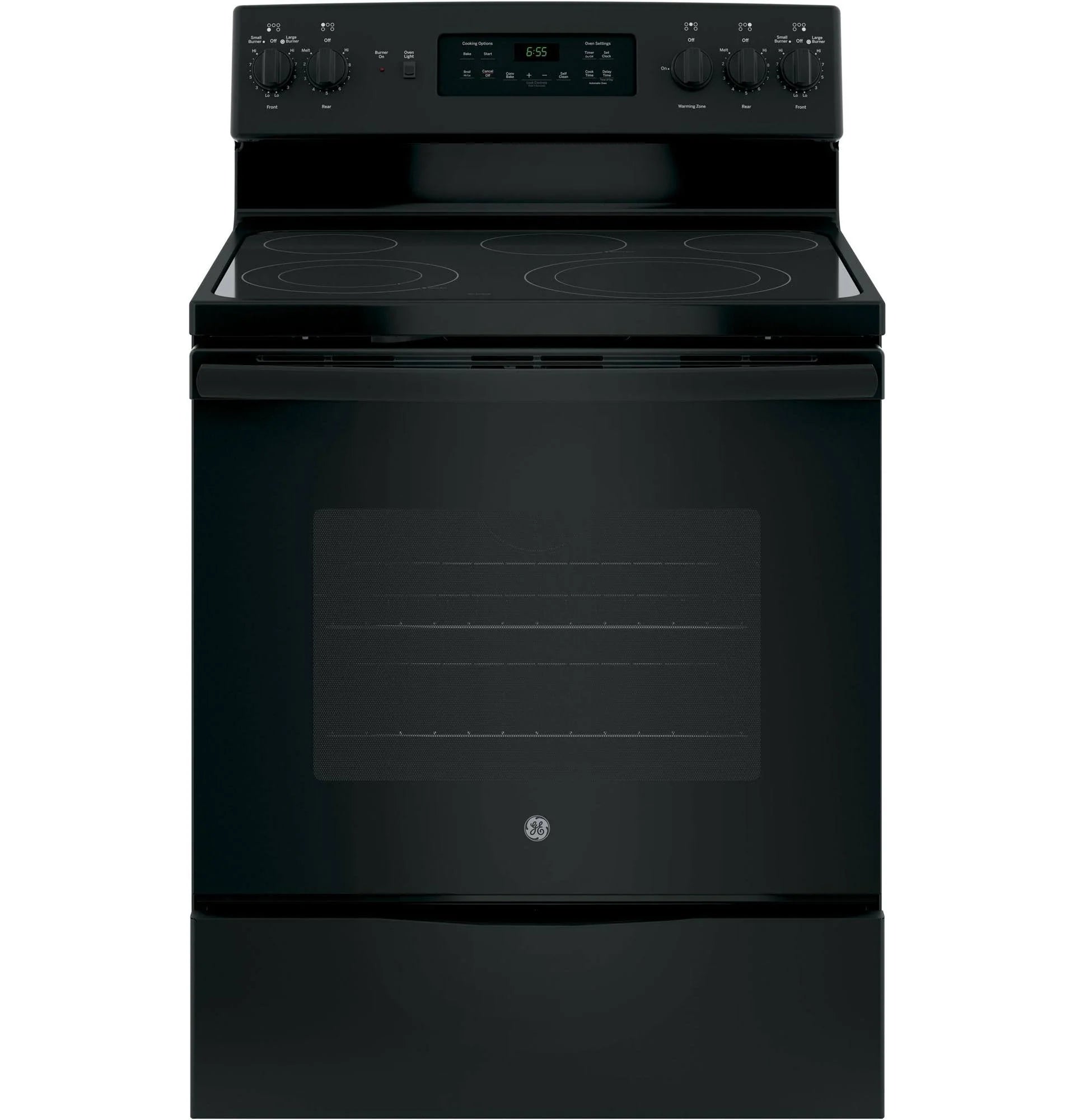 GE 30 Freestanding Electric Range, Black Dual-Element Cooktop, Convection Oven, Self-Cleaning