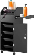 Hair Salon Trolley Cart Salon Storage Cart Rolling Salon Cart with Wheels Lockable Drawers Hair Dryer Holders Side Tray for