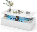 20-Color LED Modern High-Gloss Desk with Remote & Black Double-Layer Storage