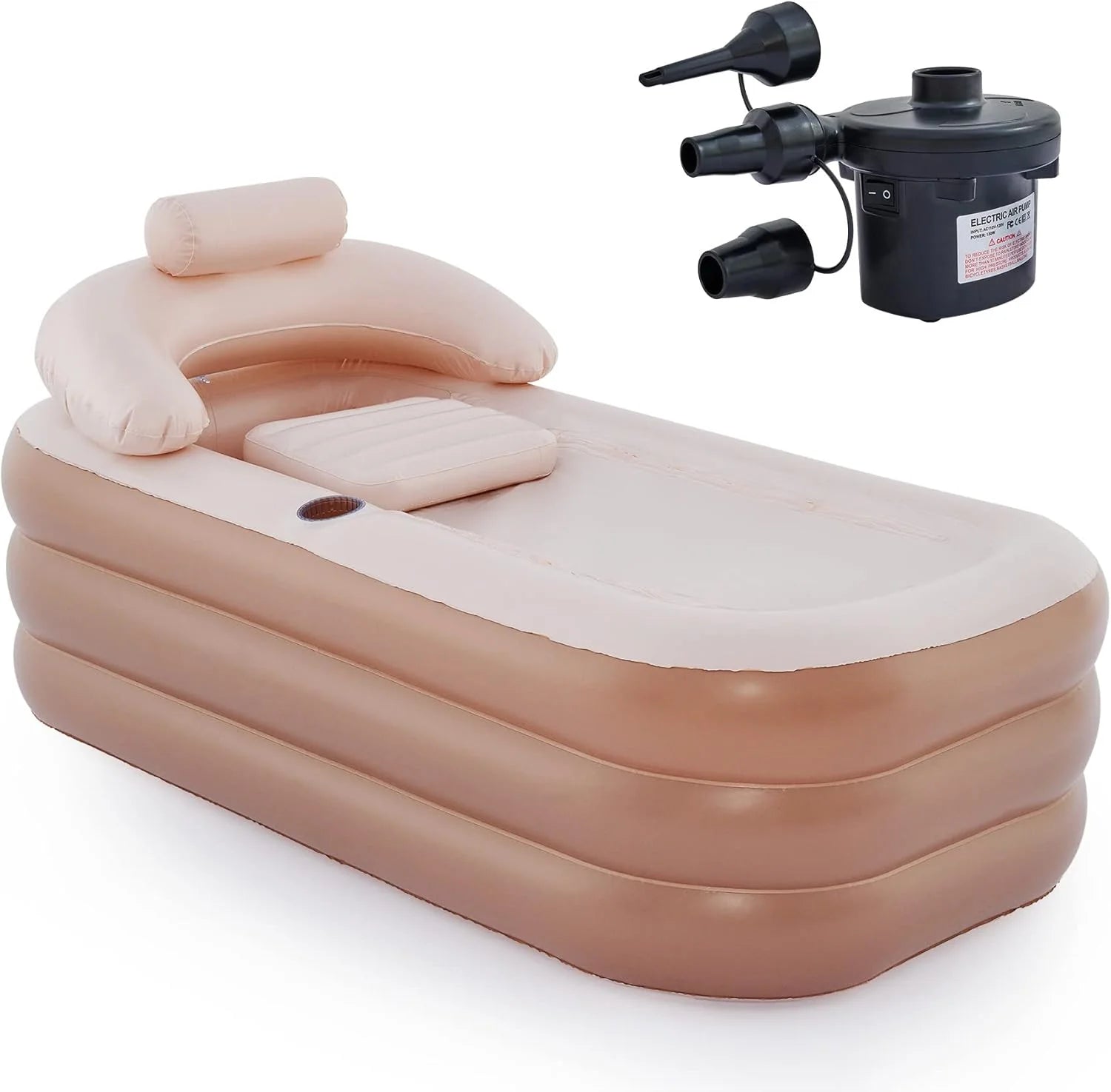Inflatable Adult Bath Tub, Free-Standing Blow Up Bathtub with Foldable Portable Feature for Adult Spa with Electric Air Pump