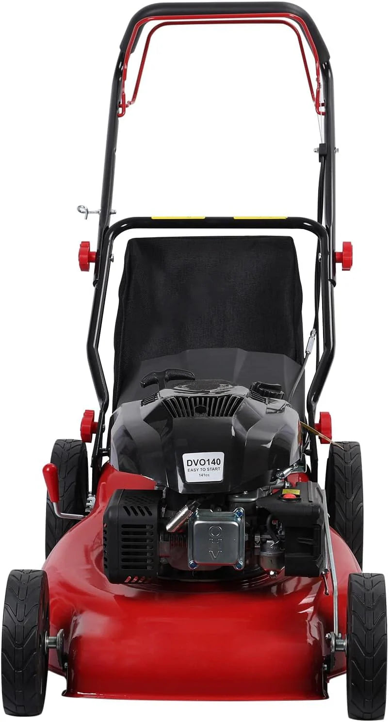 Self-propelled lawn mower, 141cc four-stroke gasoline engine, lawn mower with 20-inch blades, rear-wheel drive, push-type