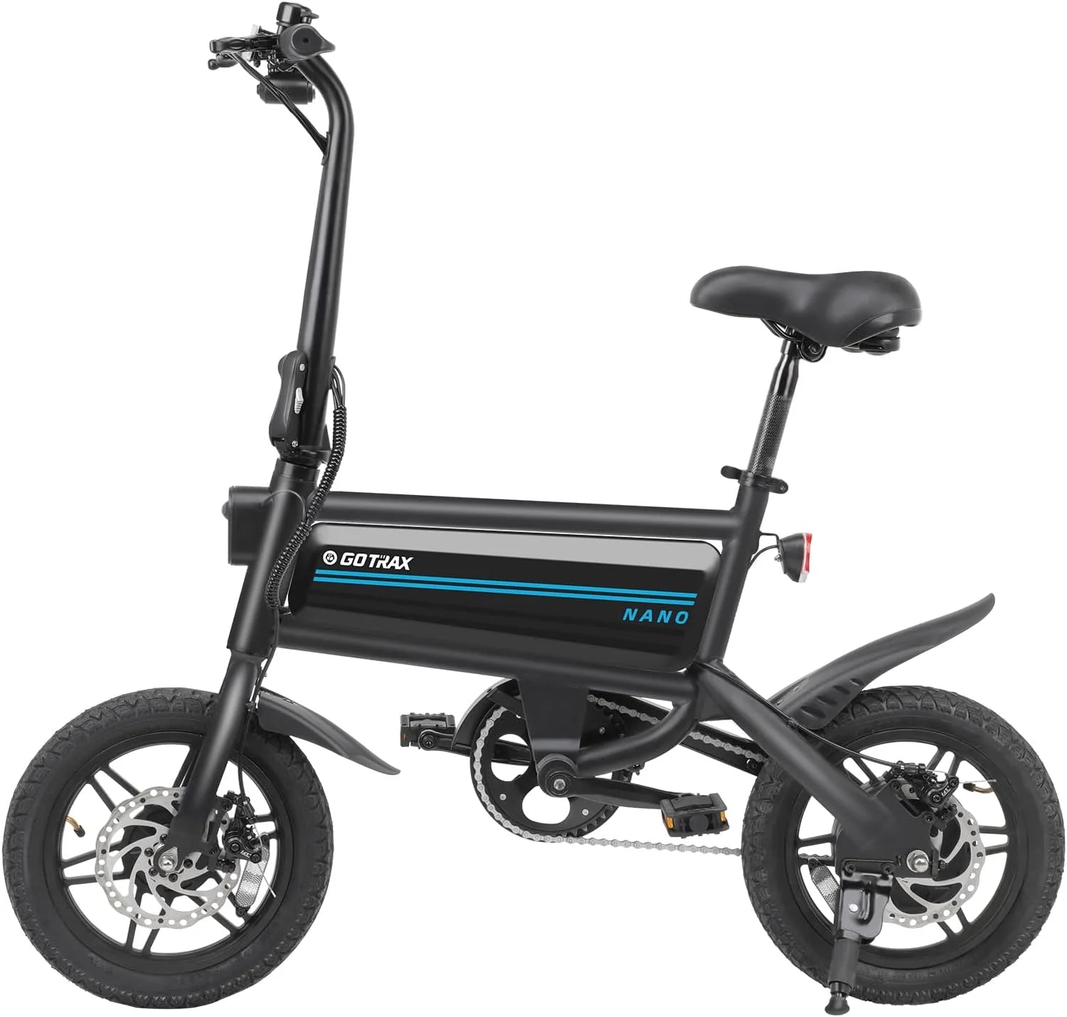 Gotrax NANO 14" Folding Electric Bike, 350W, 41km Range, 25km/h, Adjustable Seat, Dual Fenders, Commuter E-Bike for