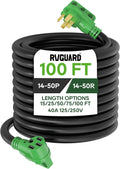 40 Amp 100 Foot RV/EV Extension Cord, NEMA 14-50P/R Heavy Duty Extension Cord with LED Power Indicator and Cord Organizer