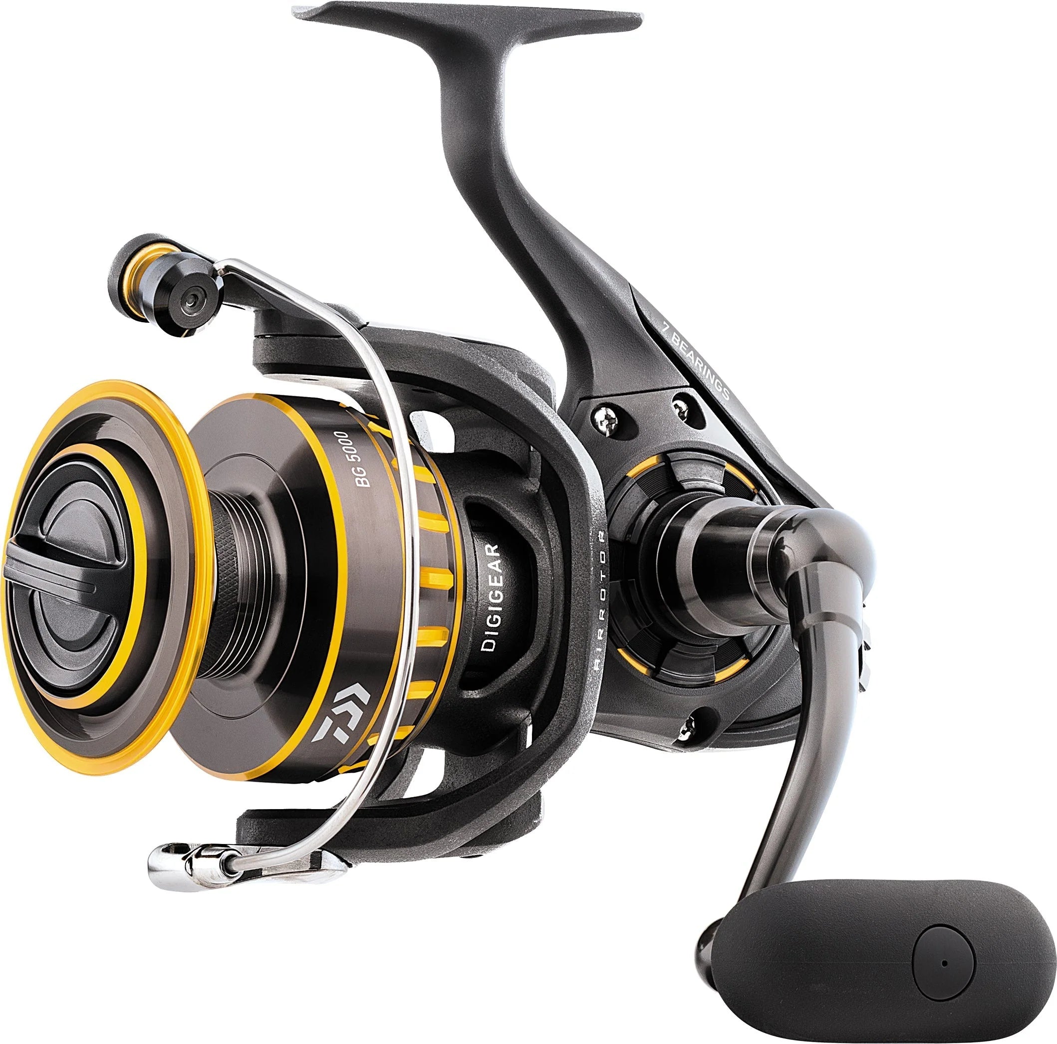 Daiwa BG Spinning Reel Black Anodized Aluminum, Digigear System, Air Rotor, Waterproof Drag for Freshwater & Saltwater