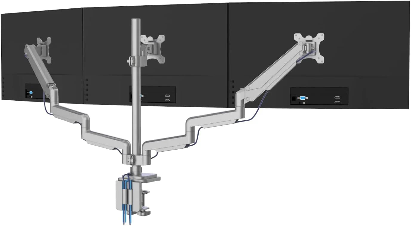 Triple Monitor Stand with USB Adjustable Height, 2432" VESA 75/100mm