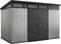11x7 Modern Resin Outdoor Storage Shed Kit-Perfect to Store Patio Furniture, Garden Tools Bike Accessories, Beach Chairs and