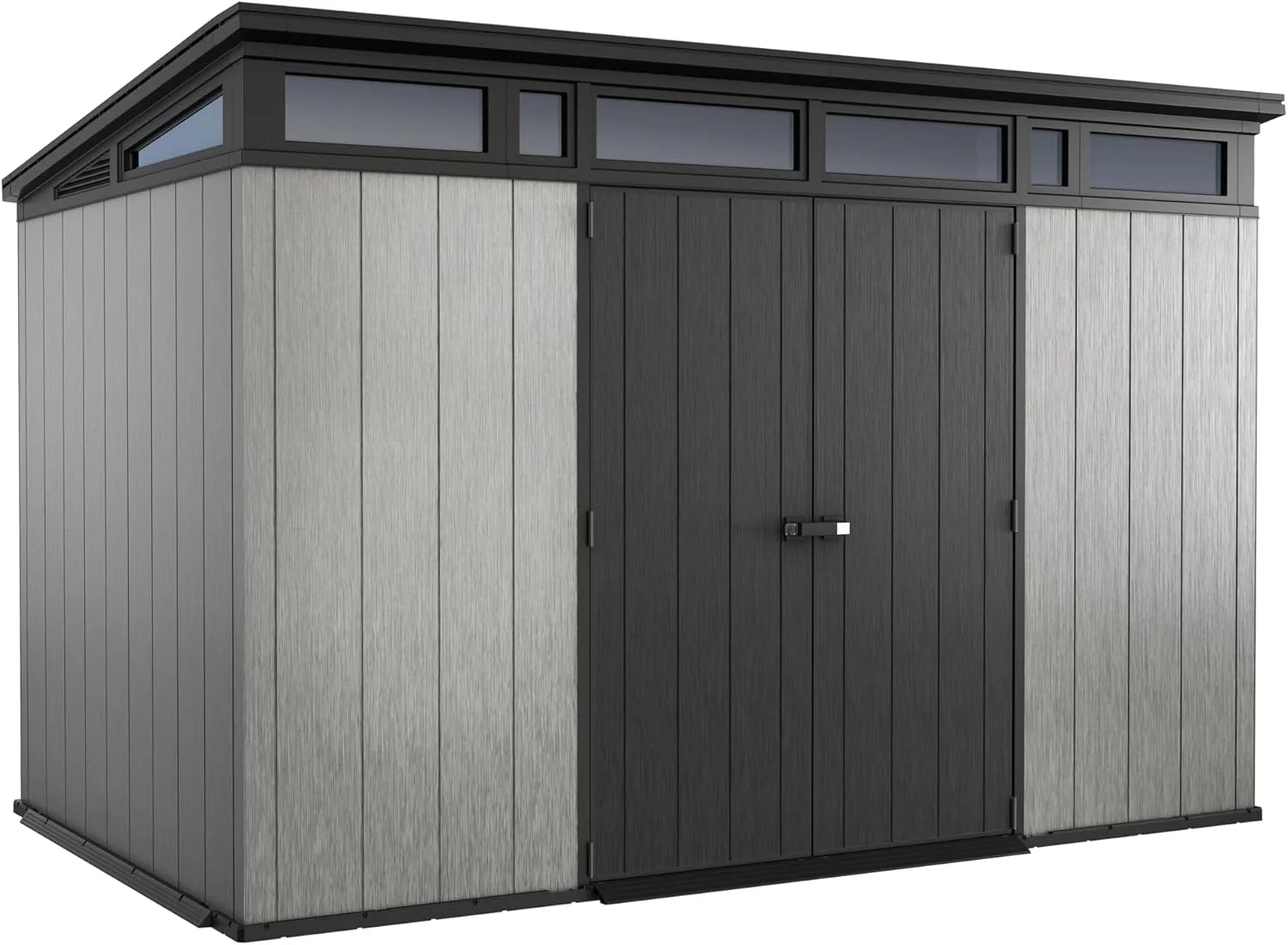 11x7 Modern Resin Outdoor Storage Shed Kit-Perfect to Store Patio Furniture, Garden Tools Bike Accessories, Beach Chairs and