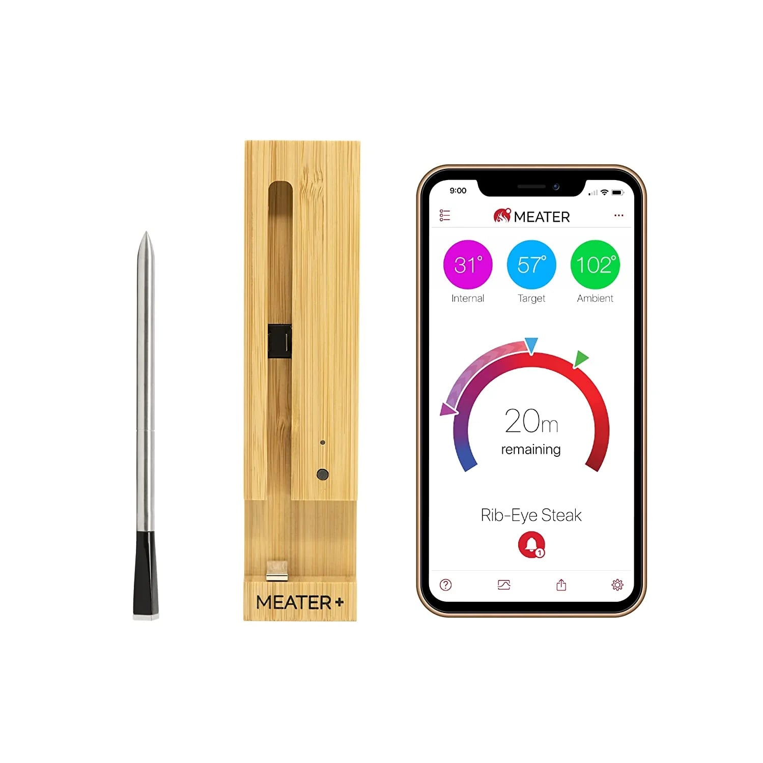 MEATER Plus | Smart Meat Thermometer with Bluetooth | 165ft Wireless Range | for The Oven, Grill, Kitchen, BBQ, Smoker
