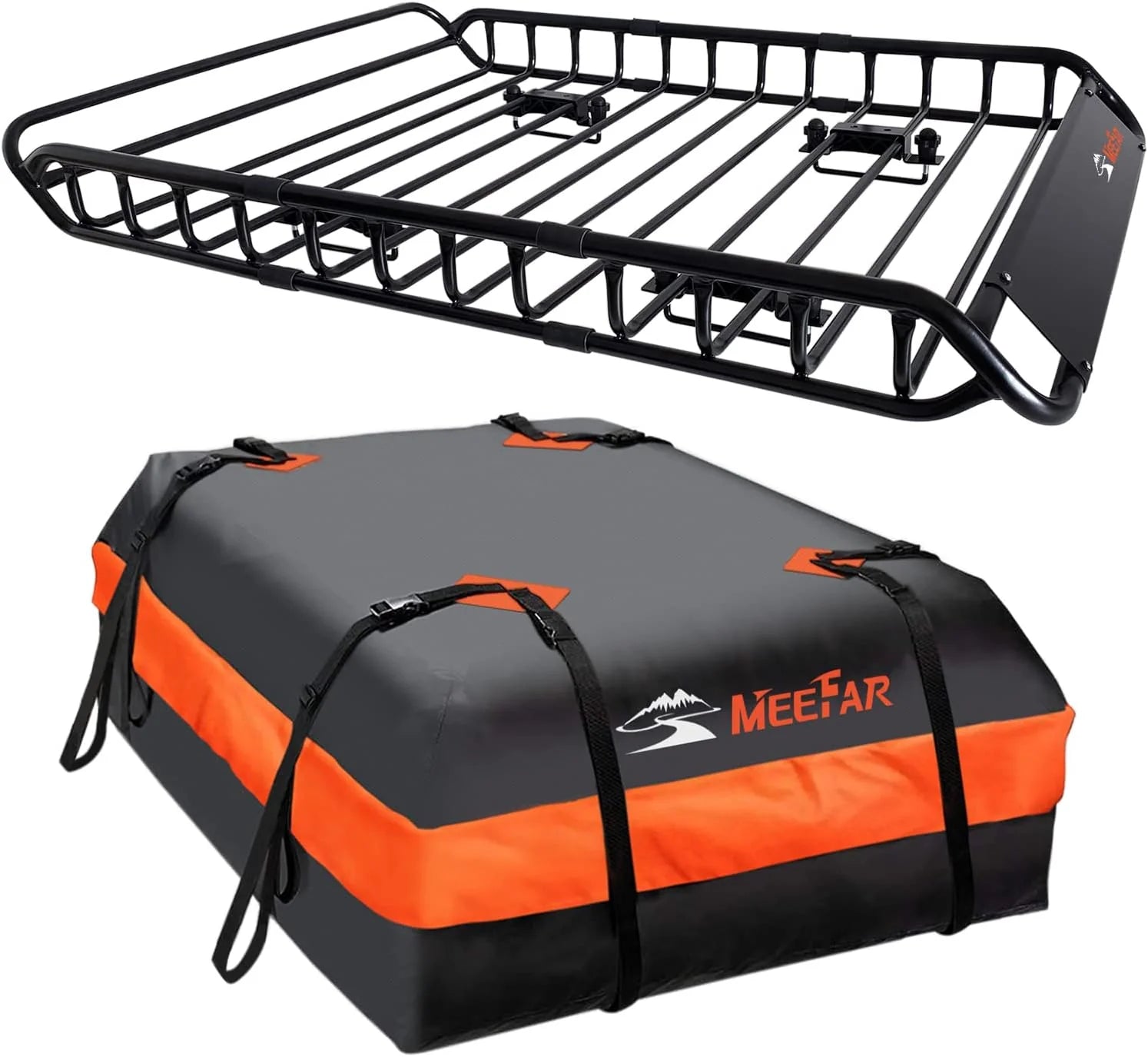 Roof Rack Carrier Basket Universal Rooftop 51" X 36" X 5" Waterproof Bag 15 Cubic Feet (44" 34" 17"), and Cargo Net with