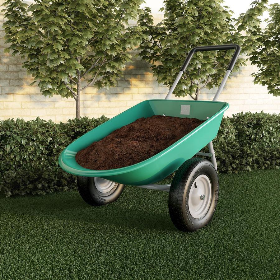 2-Wheeled Garden Wheelbarrow Large Capacity Rolling Utility Dump Cart for Residential DIY Landscaping, Lawn Care and
