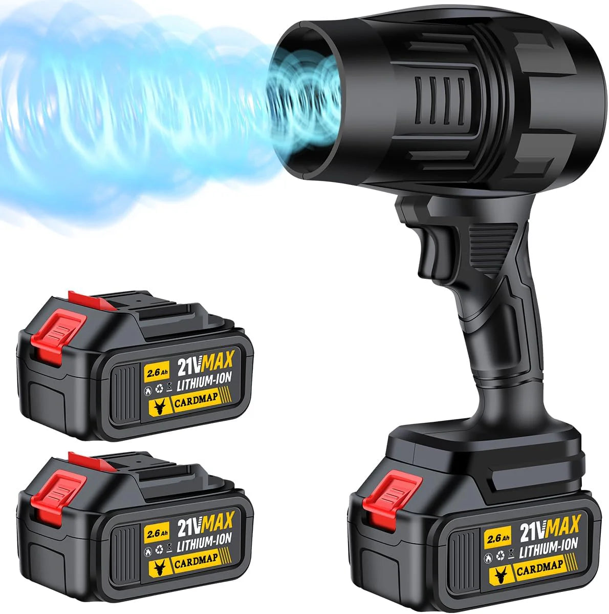 Electric Cordless Leaf Blower, Handheld Electric Leaf Blower, Mini Jet Dry Blower Fan with 2 Packs 2.6Ah Batteries and