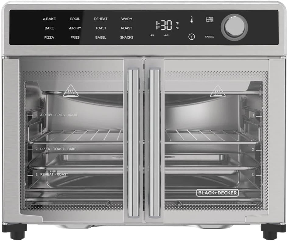 Crisp 'N Bake Air Fryer Toaster Oven Combo, 12 in 1 Countertop Convection Oven Cooks Food Fast, Fits a Whole Pizza or 6 Toast