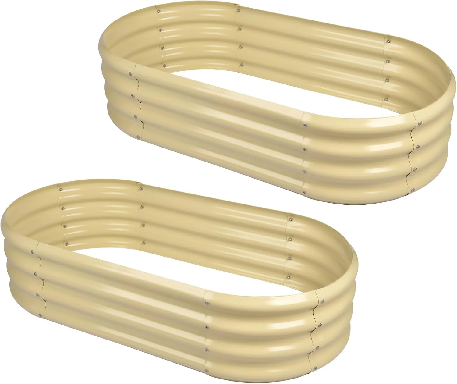 2Pcs Galvanized Raised Garden Bed Kit, 10×4×1ft Galvanized Planter Raised Garden Boxes Outdoor, Oval Large Metal Raised