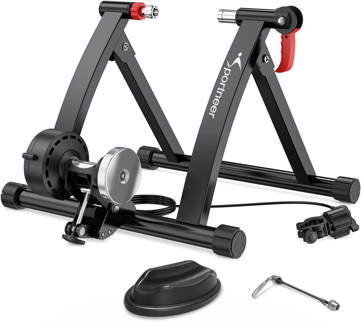 Bike Trainer Stand Indoor Riding - Sportneer Magnetic Stationary Bicycle Exercise Stand with Noise Reduction Wheel, 6