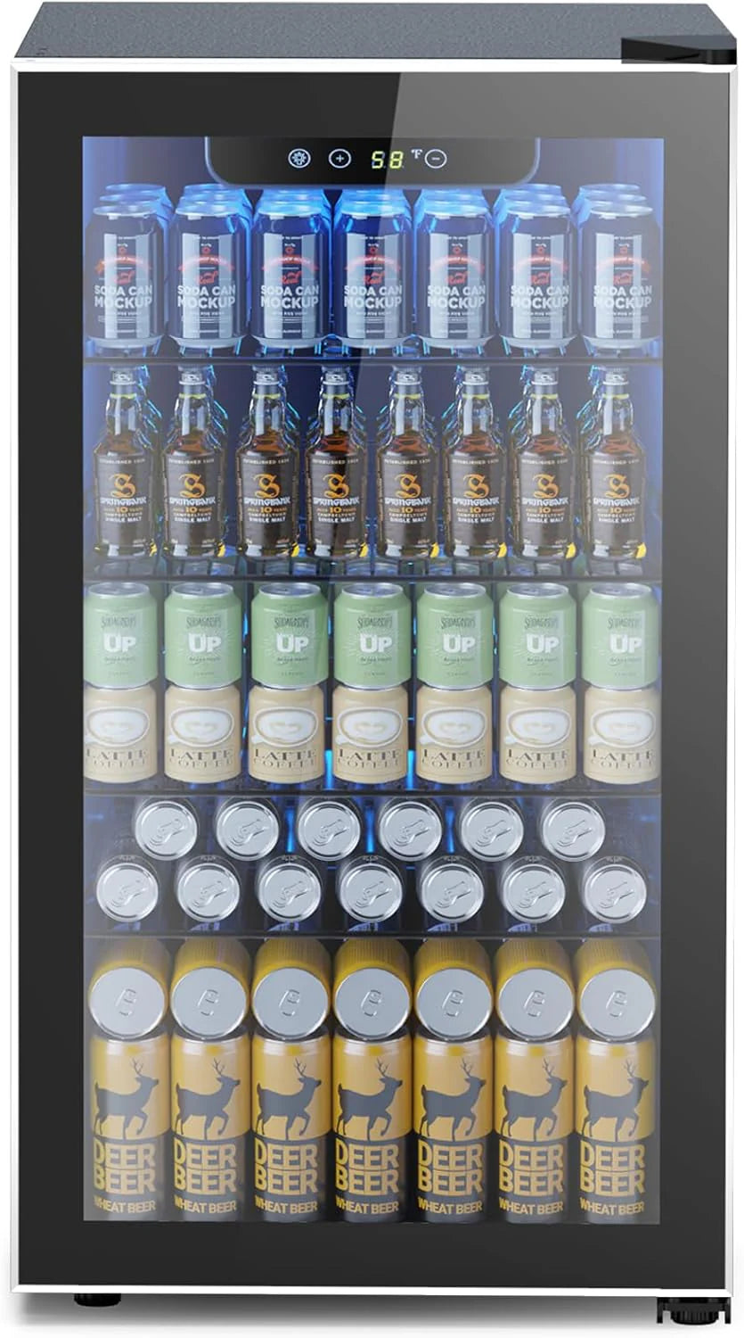 Mini Fridge 130 Can Beverage Refrigerator Cooler, 3.2 Cu.Ft Drink Fridge for Soda Wine Beer, Adjustable Temperature Control