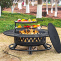 47 Inch Fire Pit with 2 Grills, Outdoor Extra Large Firepits for Outside, Wood Burning Fireplace for Camping,Picnic,Bonfire