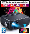 Mini Bluetooth Projector, CLOKOWE 9600L 1080P HD 5G WiFi Projector, Support 4K & Zoom, Portable Movie Projector with Dolby