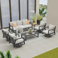Outdoor Patio Furniture Set 4-Piece, Aluminum Swivel Rocking Chairs with All-Weather Cushions, Modern Patio Conversation Set