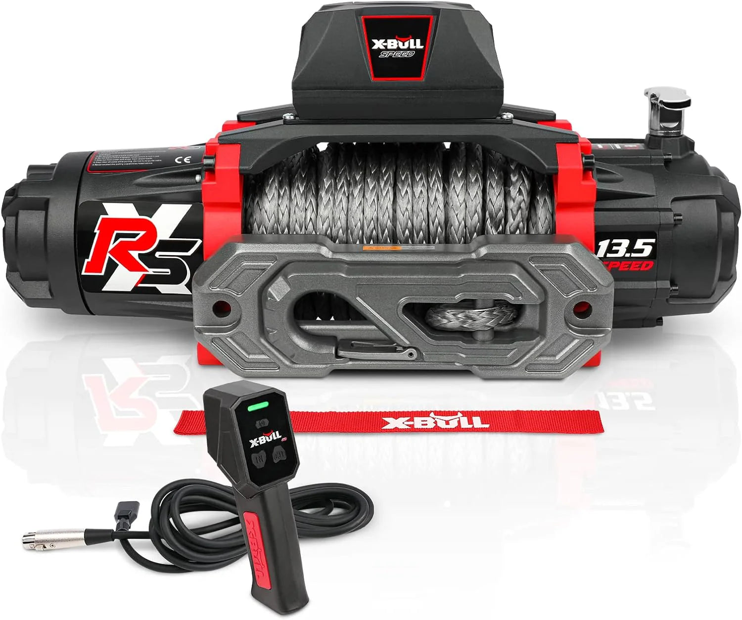 13,500-pound load capacity electric winch - 12-volt DC power supply, suitable for off-road trailer towing, dual-function