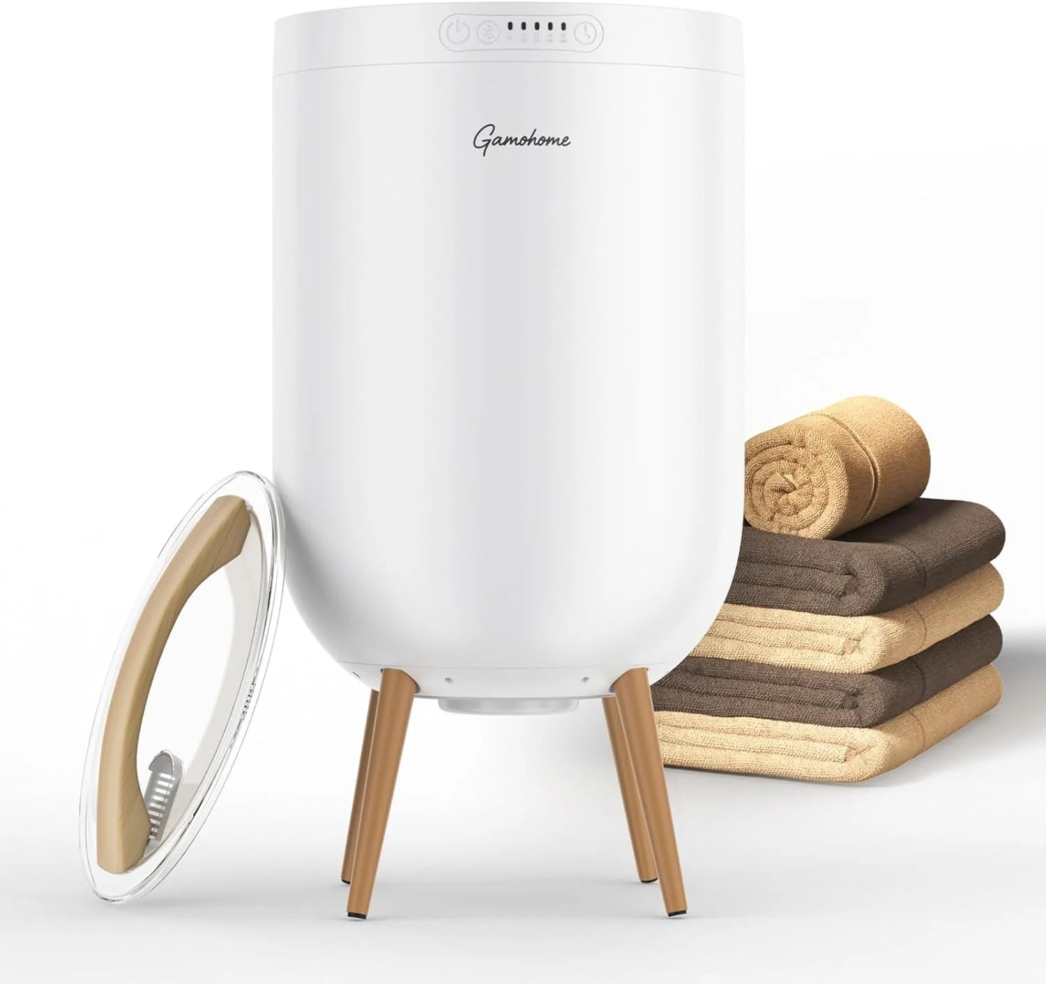 Towel Warmer Bucket with Bluetooth Speaker & Lights Holds 2 Oversized Towels