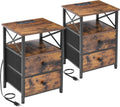 AMHANCIBLE Night Stand Set 2, Nightstand with Charging Station