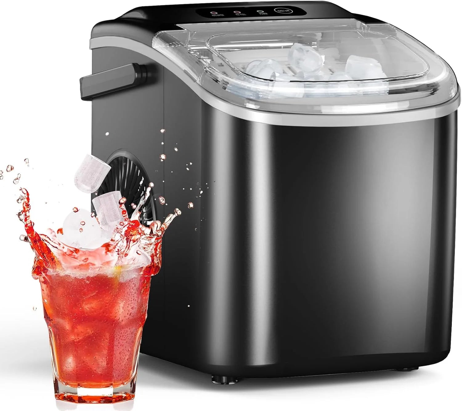 Ice Maker Countertop, Efficient Easy Carry Ice Machine, Self-Cleaning Ice Maker with Ice Scoop & Basket, 9pcs/ 8mins 26.6Lbs