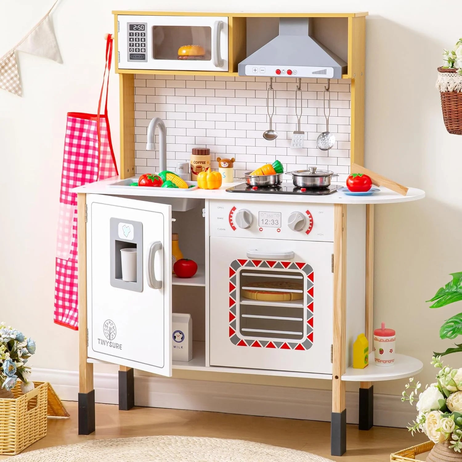 Play Kitchen for Kids - Toy Kitchen Set for Toddlers with Realistic Lights and Sounds, Kids Kitchen Playset with Abundant Toy