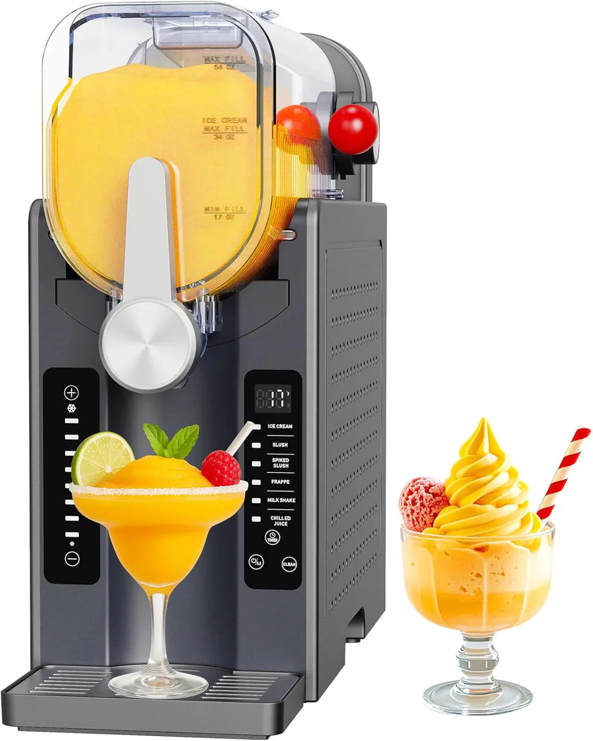 Slushie Machine: No Ice Needed All-in-One Slushy Maker for Home, Real-Time Temp Display, Auto-Clean, 6 Preset | Frozen