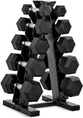 CAP Barbell 150 LB Coated Hex Dumbbell Weight Set with Vertical Rack, Black