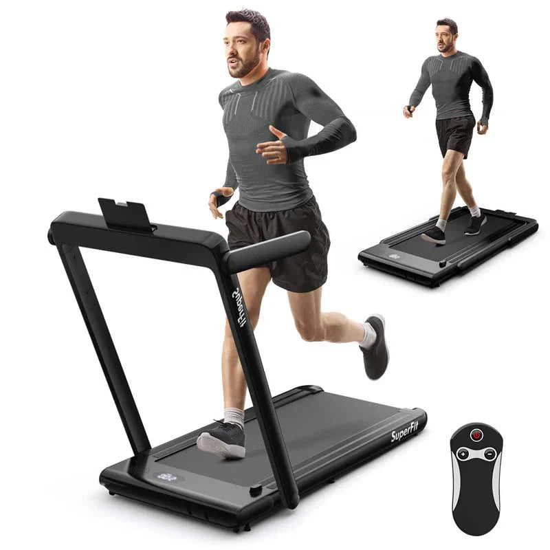 2.5HP 2-in-1 Folding Under Desk Treadmill with Speaker APP Remote Control, Portable Walking Jogging Machine for Home Gym