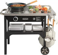 Cuisinart Outdoor Wok Station, 50,000 BTU Propane Outdoor Wok Burner w Prep Table, 14" Carbon Steel Wok for Stir Fry