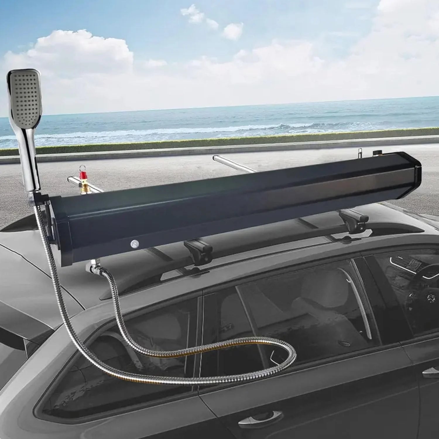 Portable Water Tank for Camping, 18L Pressurized Roof Rack Water Tank with Handheld Shower Head for Outdoor Activities and