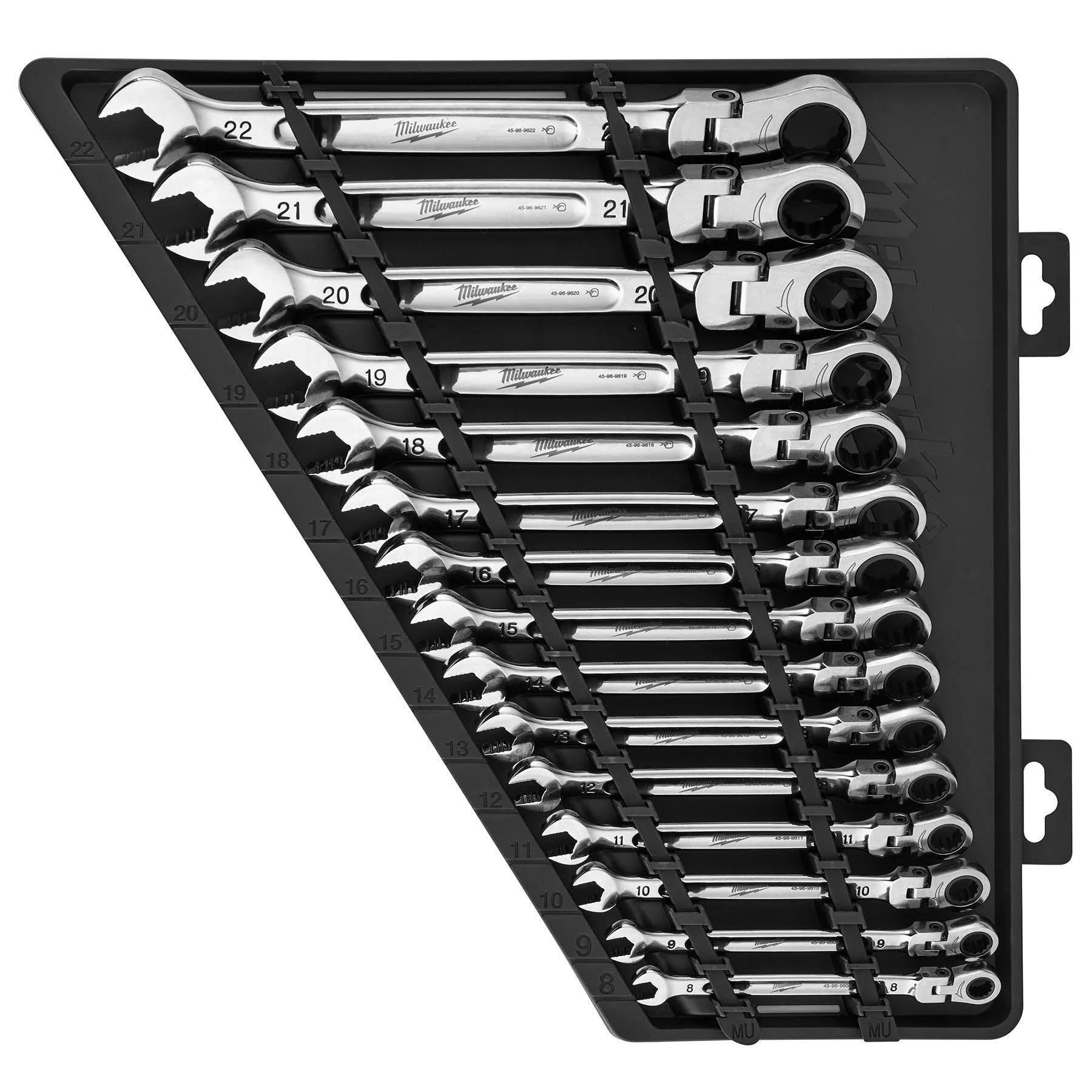 48-22-9513 Flex Head Ratcheting Metric Combination Wrench Set - 15 PC