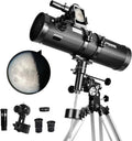 Professional Newtonian Reflector Telescope for Adults, 1.5x Barlow, Phone Adapter & Solar Filter