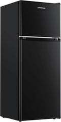 Upstreman 4.0 Cu.Ft Mini Fridge with Freezer - Double Door Compact Refrigerator for Dorm, Office, Bedroom - Adjustable