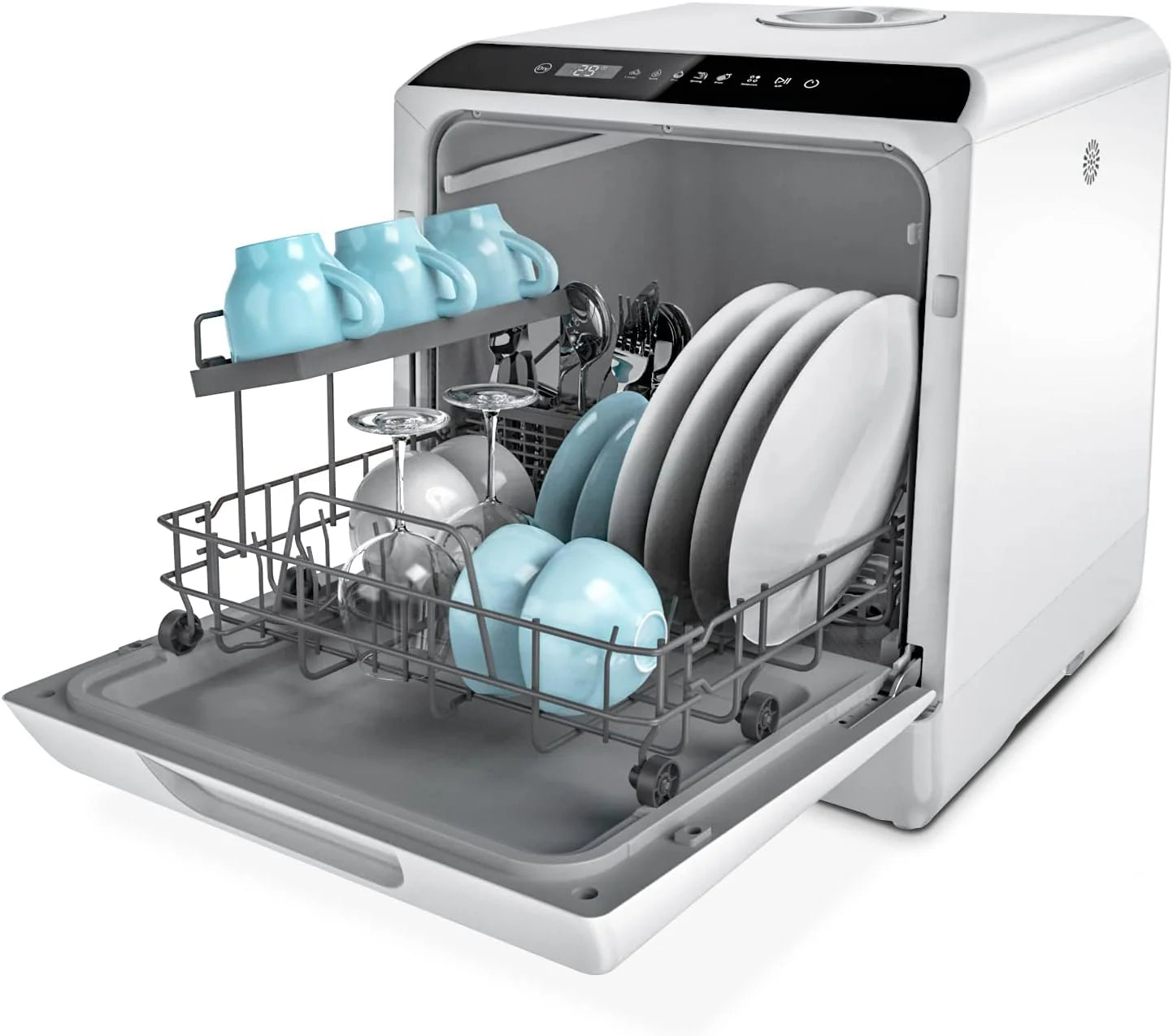 Countertop Dishwasher, 5 Washing Programs Portable Dishwasher With 5-Liter Built-in Water Tank For Glass Door