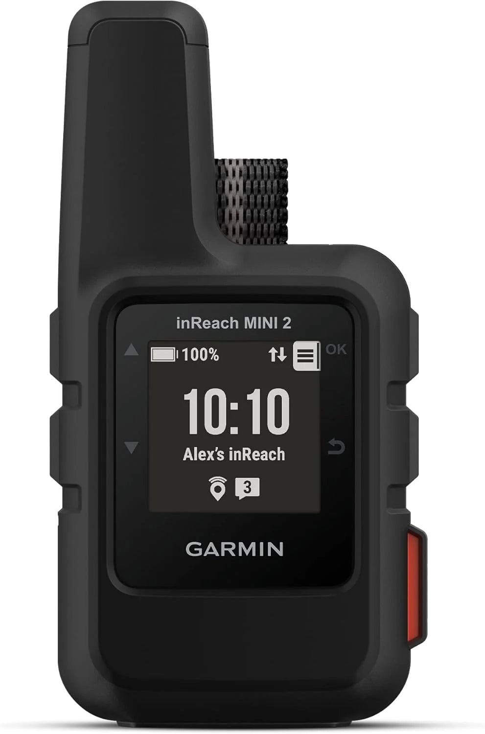 Compact and portable satellite communication device, suitable for hiking use, in orange color