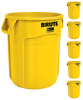 Yellow Heavy-Duty Trash/Garbage Can, (Pack of 6)