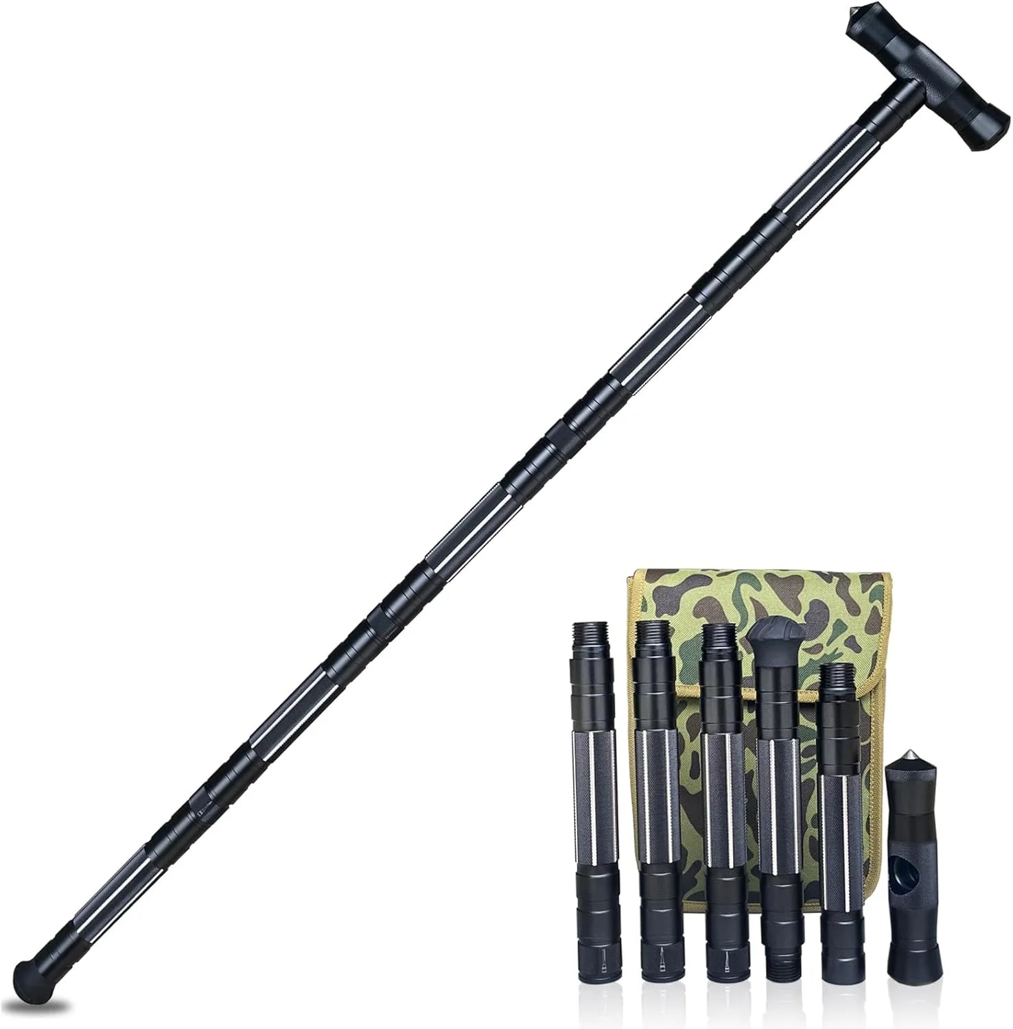 Hiking tactical stick-style walking staff, portable walking stick, hiking pole, outdoor multi-functional tool, camping