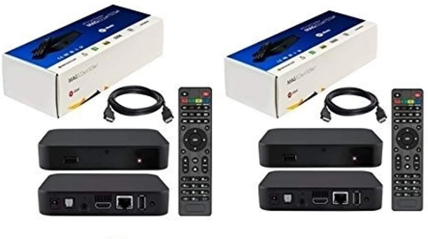 Package of 2 } IPTV Box in Built WiFi HDMI Cable Remote Power Adapter